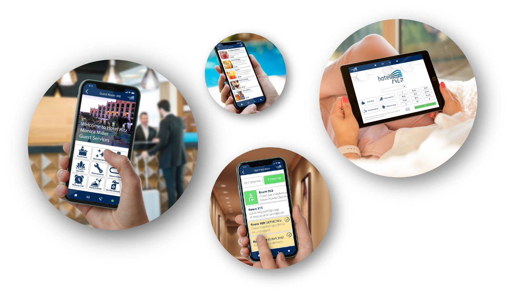 Guest requests flowing through the HotelGenie AI concierge to hotel staff